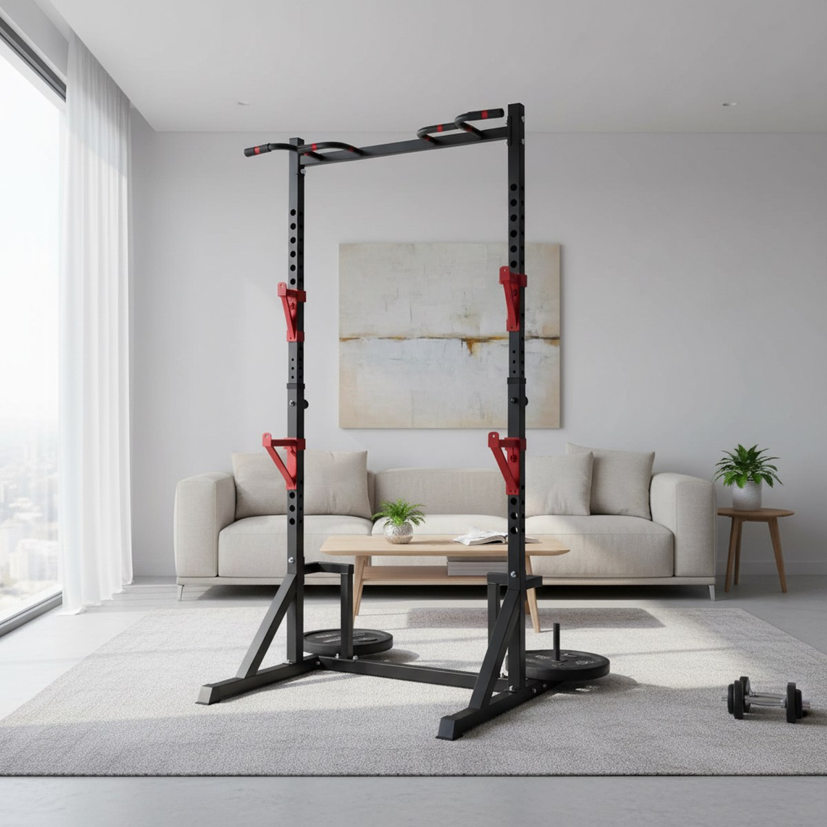 Adjustable Power Rack with Pul - Home Bar Stand 评论和价格