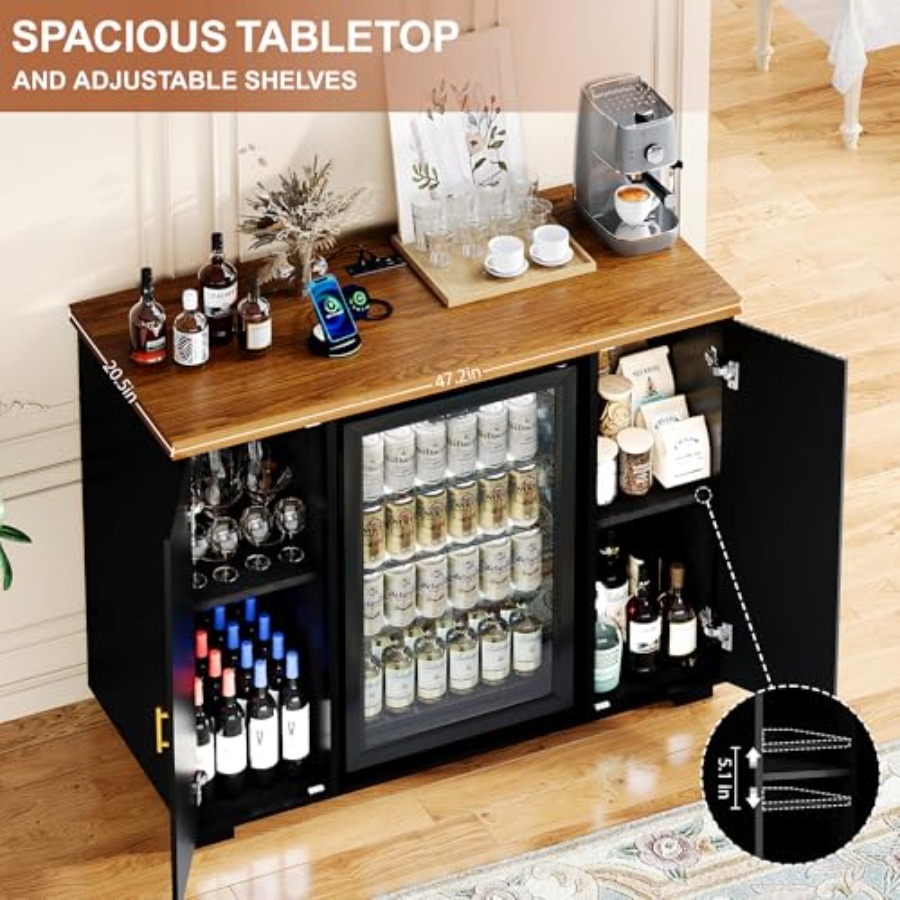 47 Fluted Coffee Bar Cabinet w - Home Bar And Cabinet 评论和价格