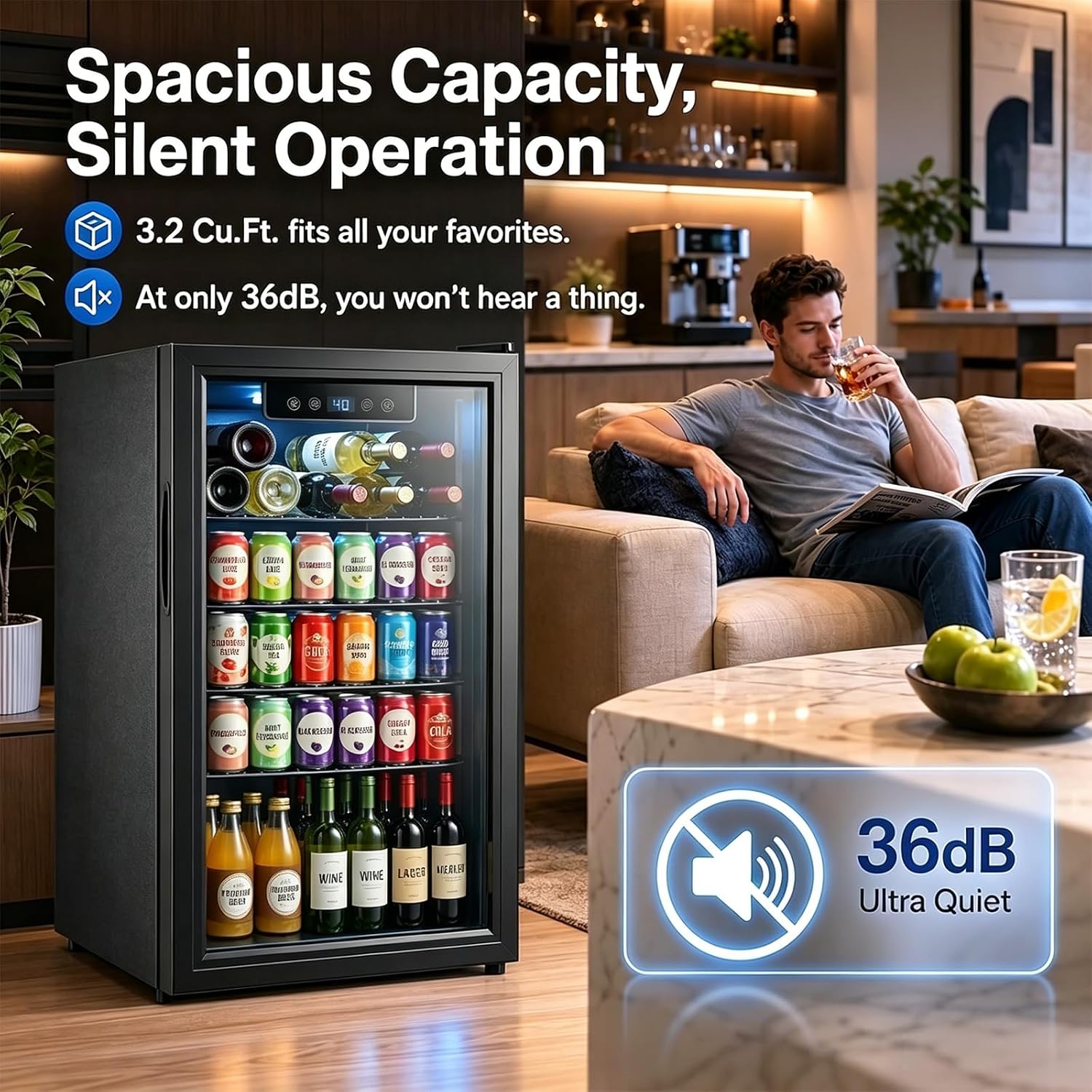 3.2 Cu.Ft Beverage Fridge with - Home Bar And Fridge 评论和价格
