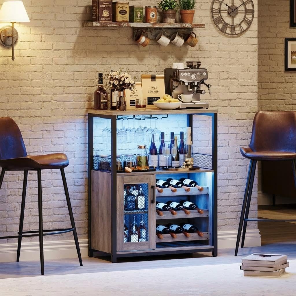 3 Tier Wine Bar Cabinet LED Li - Home Bar And Cabinet 评论和价格