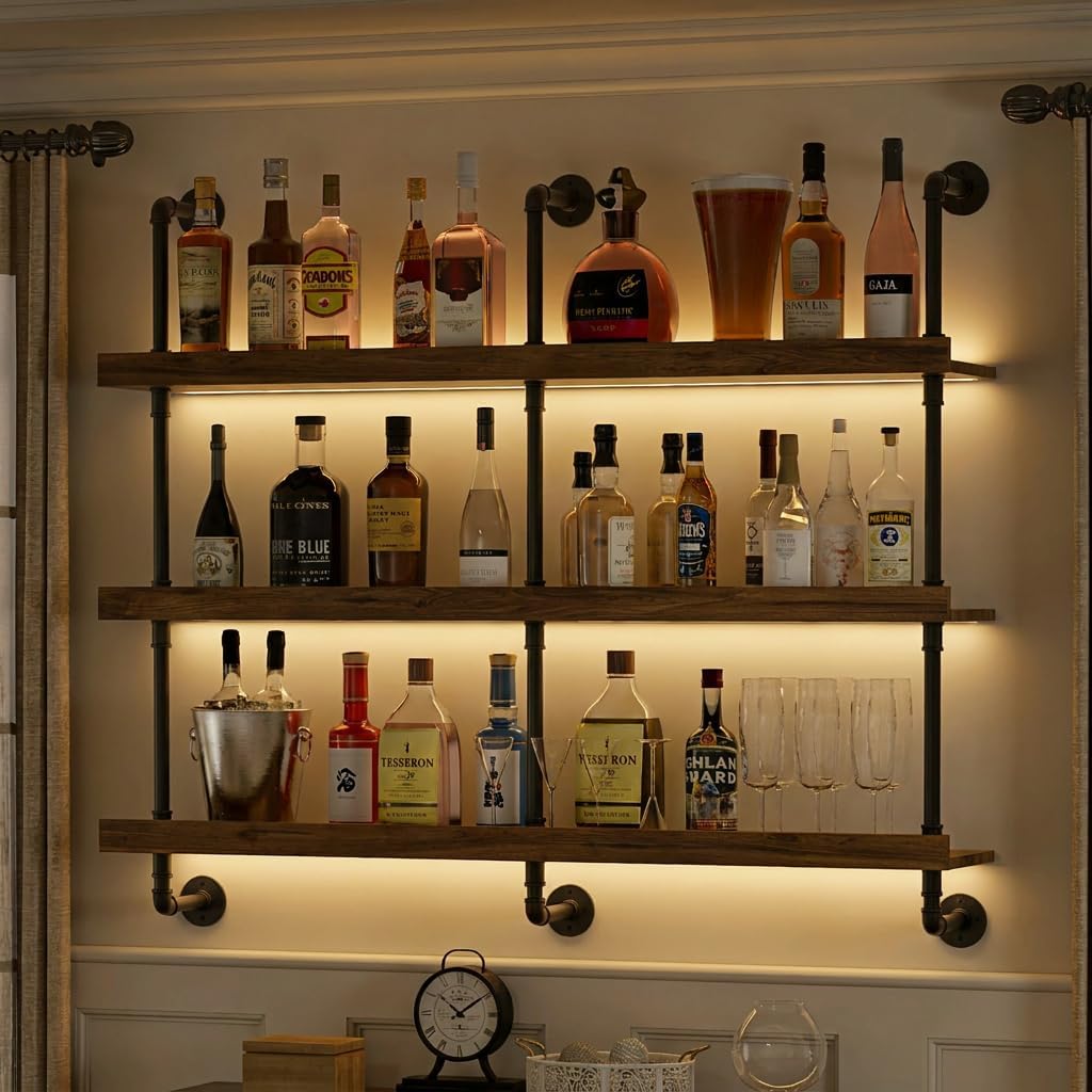 Wall Mounted Wine Rack With LE - Home Bar Stand 评论和价格
