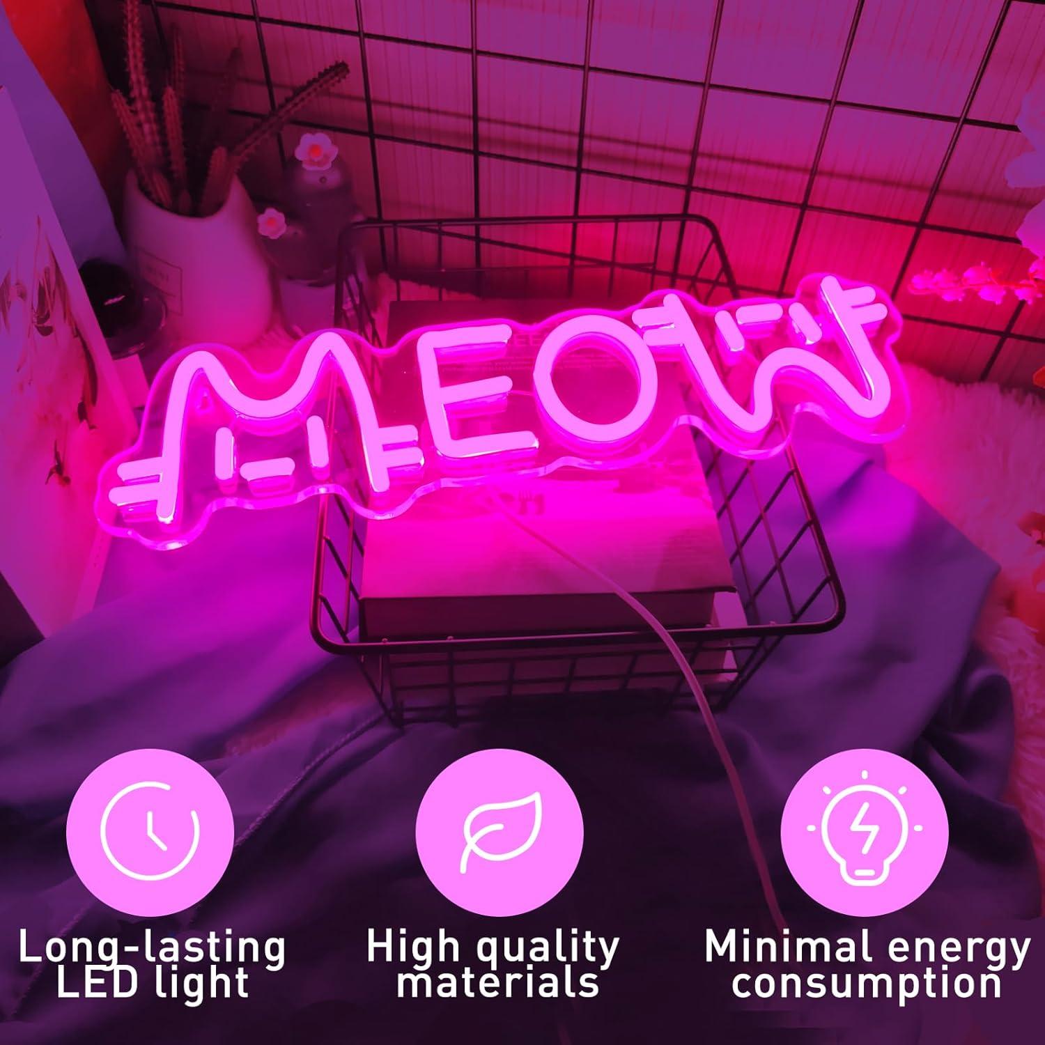 Meow Neon Sign Cat USB Powered - Home Bar Signs 评论和价格