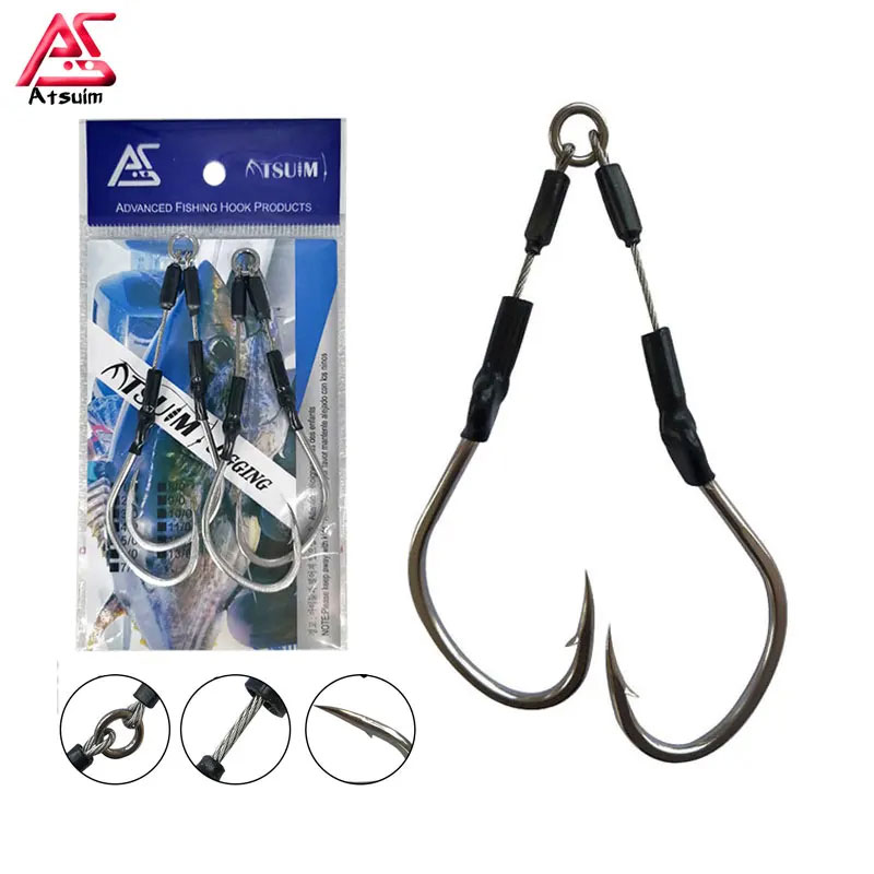 AS 10Pairs Barbed Double Hooks - Jigger Double Sided 评论和价格