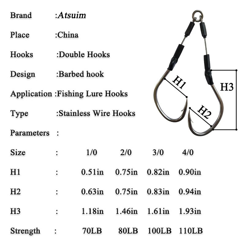 AS 10Pairs Barbed Double Hooks - Jigger Double Sided 评论和价格