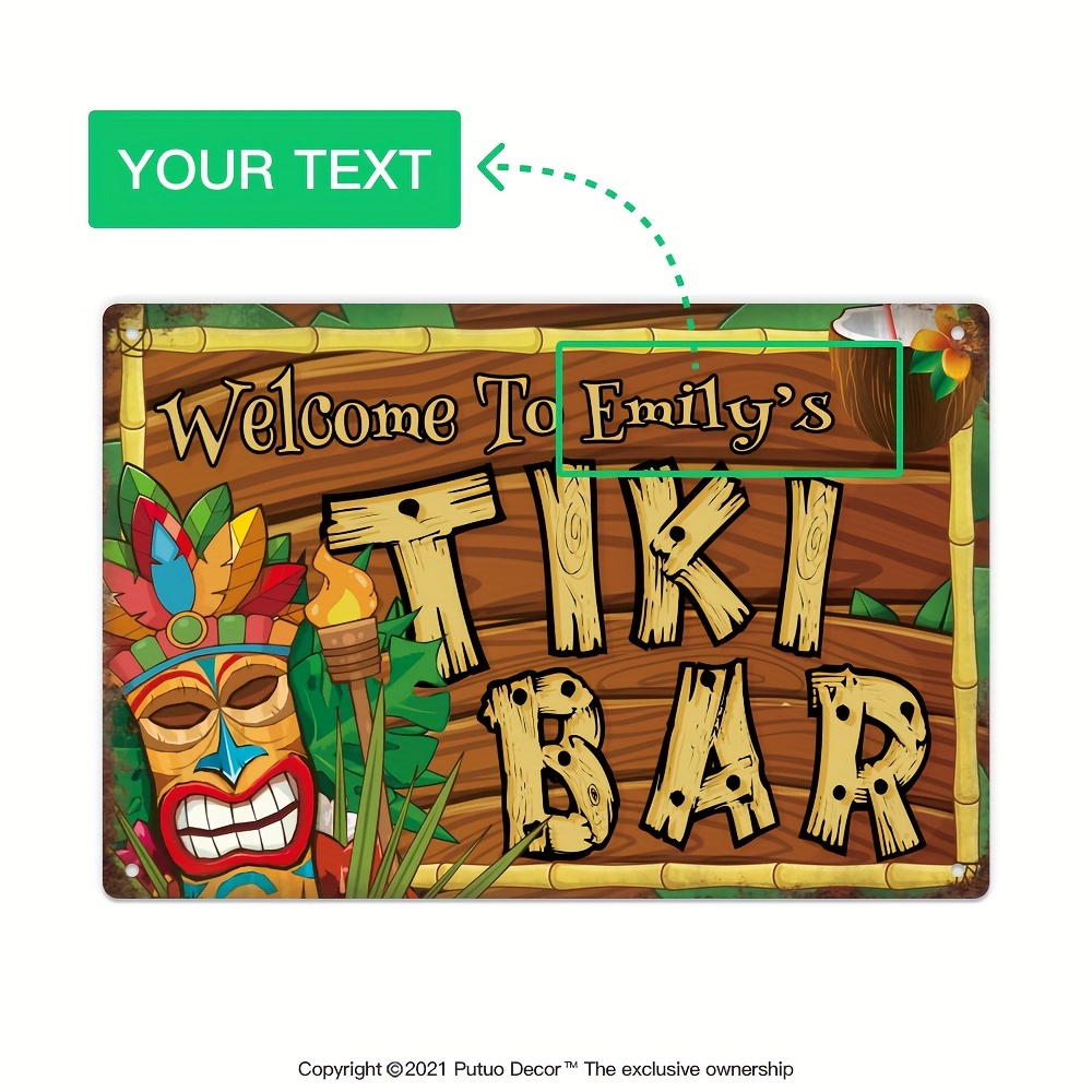 Custom  Decor Tiki Bar Sign, P - Home Bar And Kitchen 评论和价格